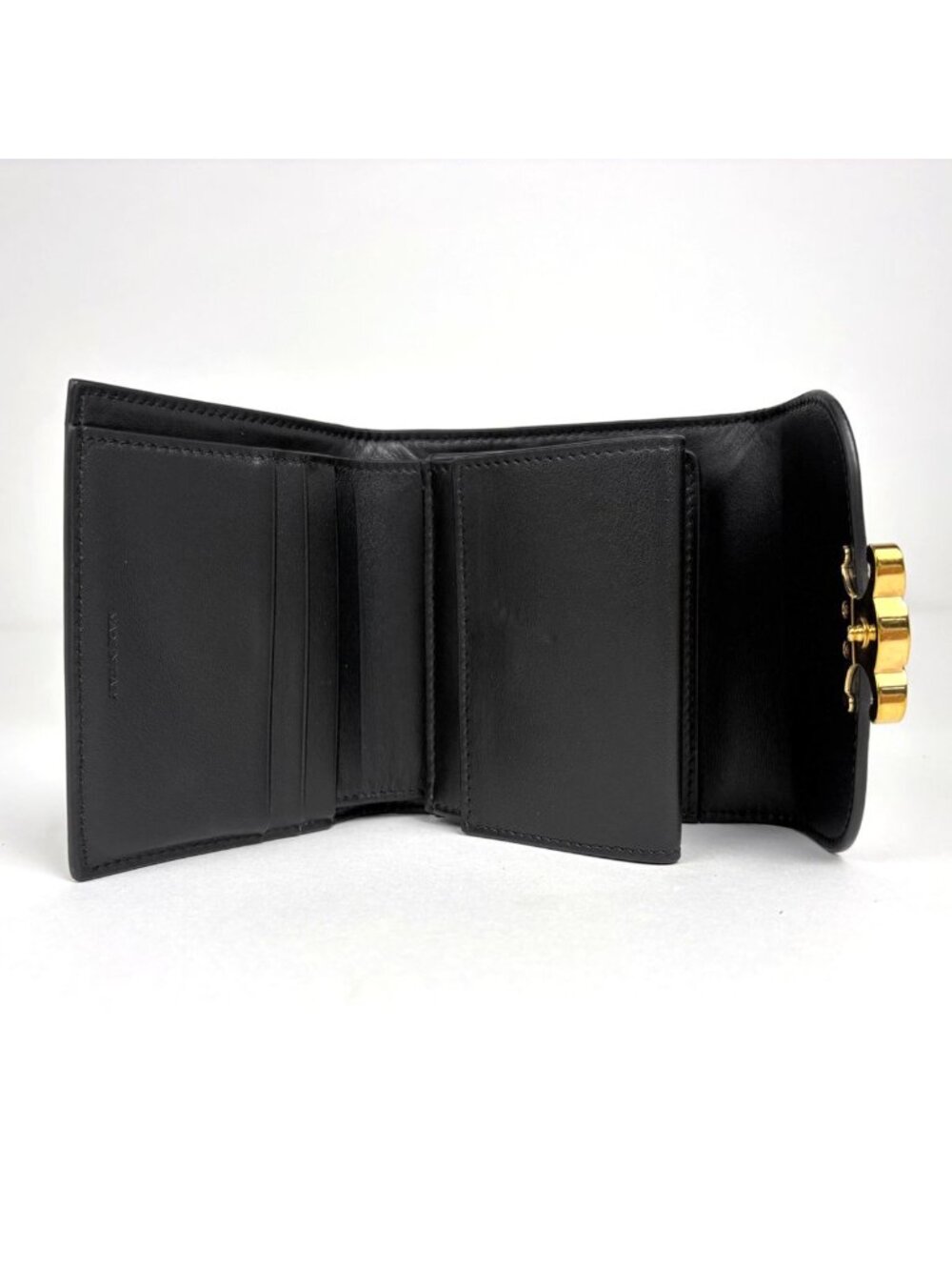 Celine Triomphe Trifold Wallet Leather Black - Picture 8 of 10